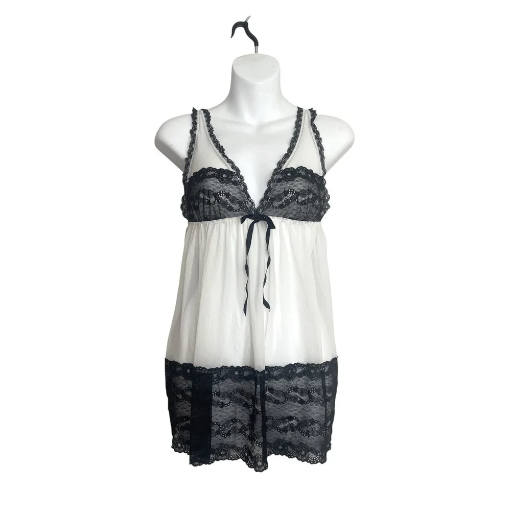 NWT Victoria's Secret Y2K Lace Babydoll Chemise Nightgown Sheer Romantic Sz M